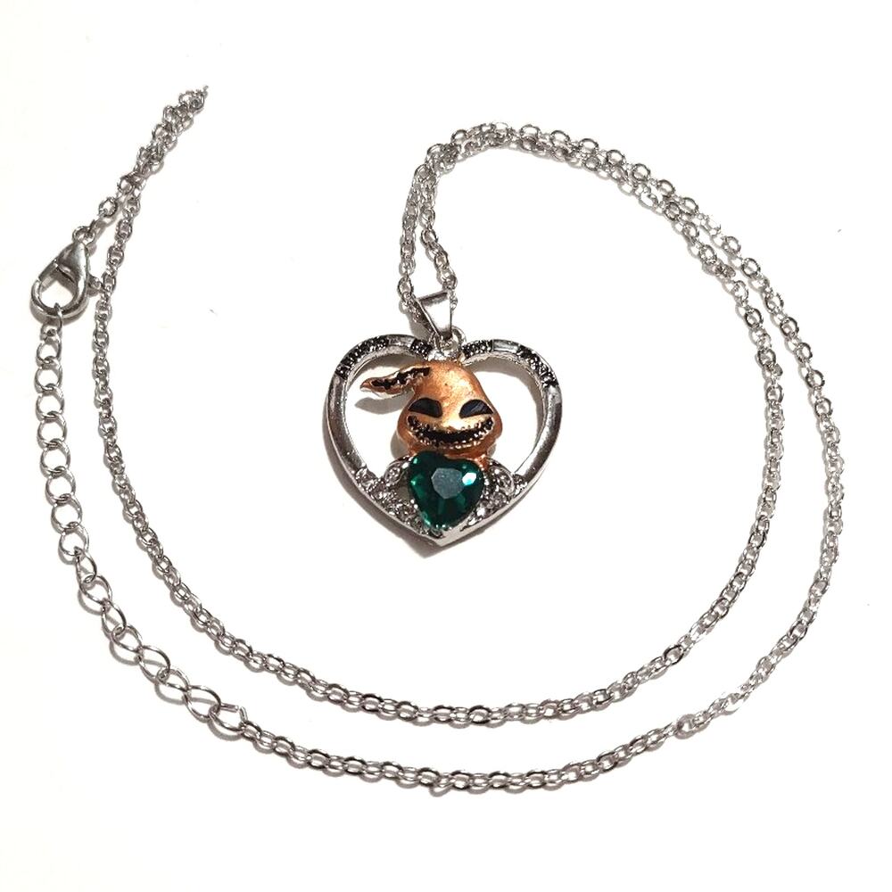 925 Silver Necklace Boogie Man Nightmare Before Christmas Heart Gemstone - NEW!!